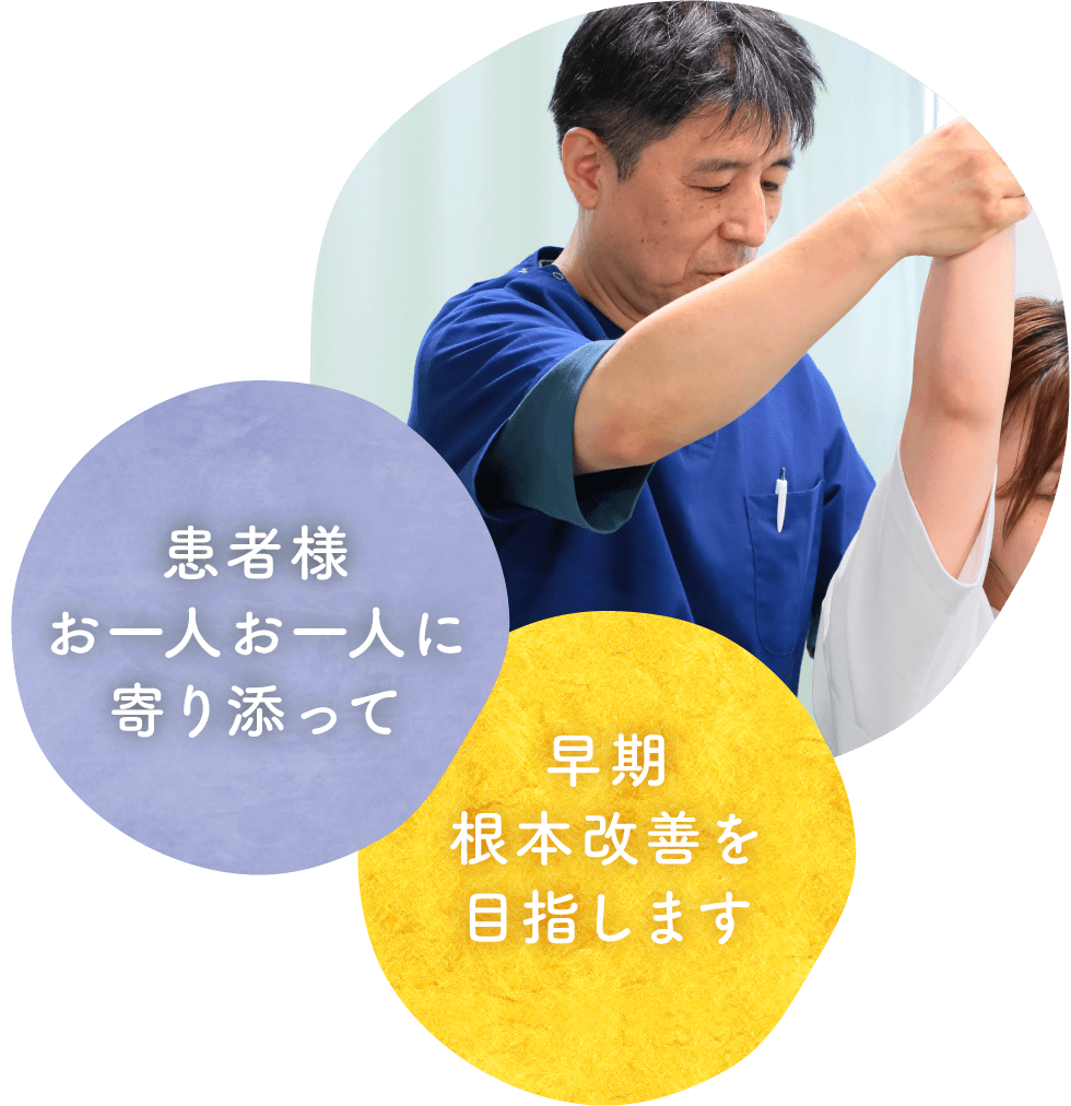 患者様お一人お一人に寄り添って。早期、根本改善を目指します。